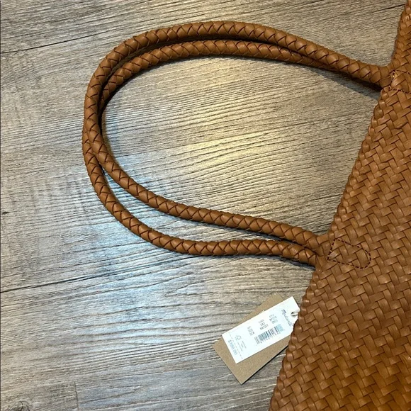Madewell Woven Leather tote large brown transport bag NEW! - Picture 6 of 11